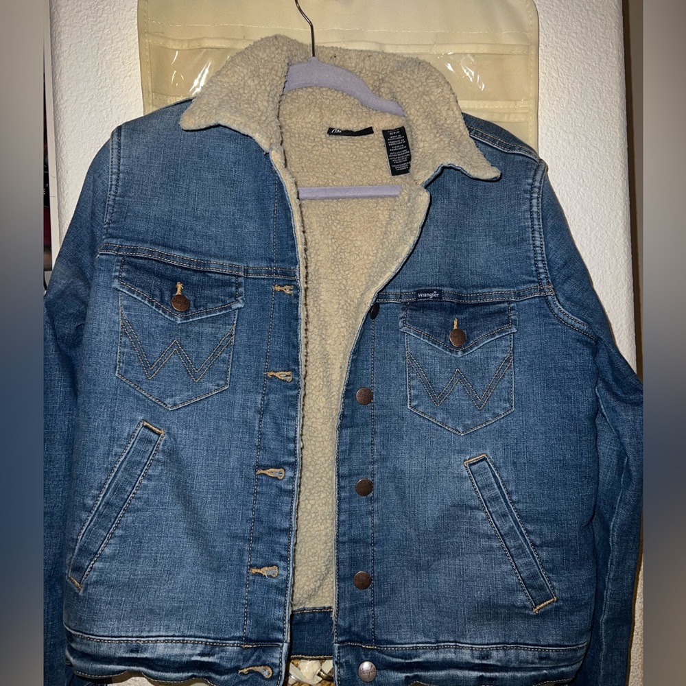 Wrangler Blue Denim Sherpa-Lined Jean Jacket
